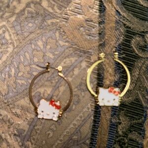 Sanrio Hello Kitty Gold and Red Earrings